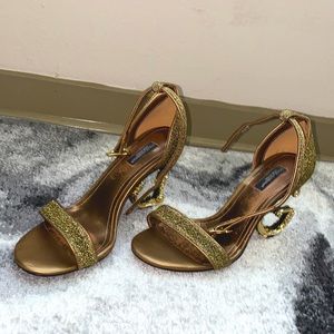 DG Logo Baroque High Heel Sandals KEIRA Gold 38